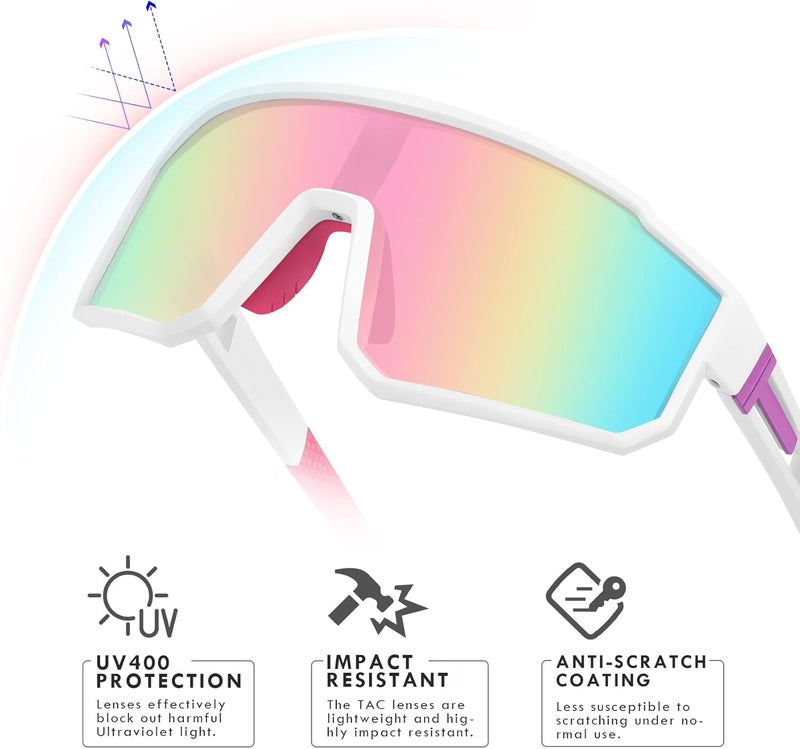 Derowern Youth Baseball Sunglasses, Kids Polarized Sports Sunglasses,UV400 Protection Glasses for Boys Girls Softball Cycling - Image 3